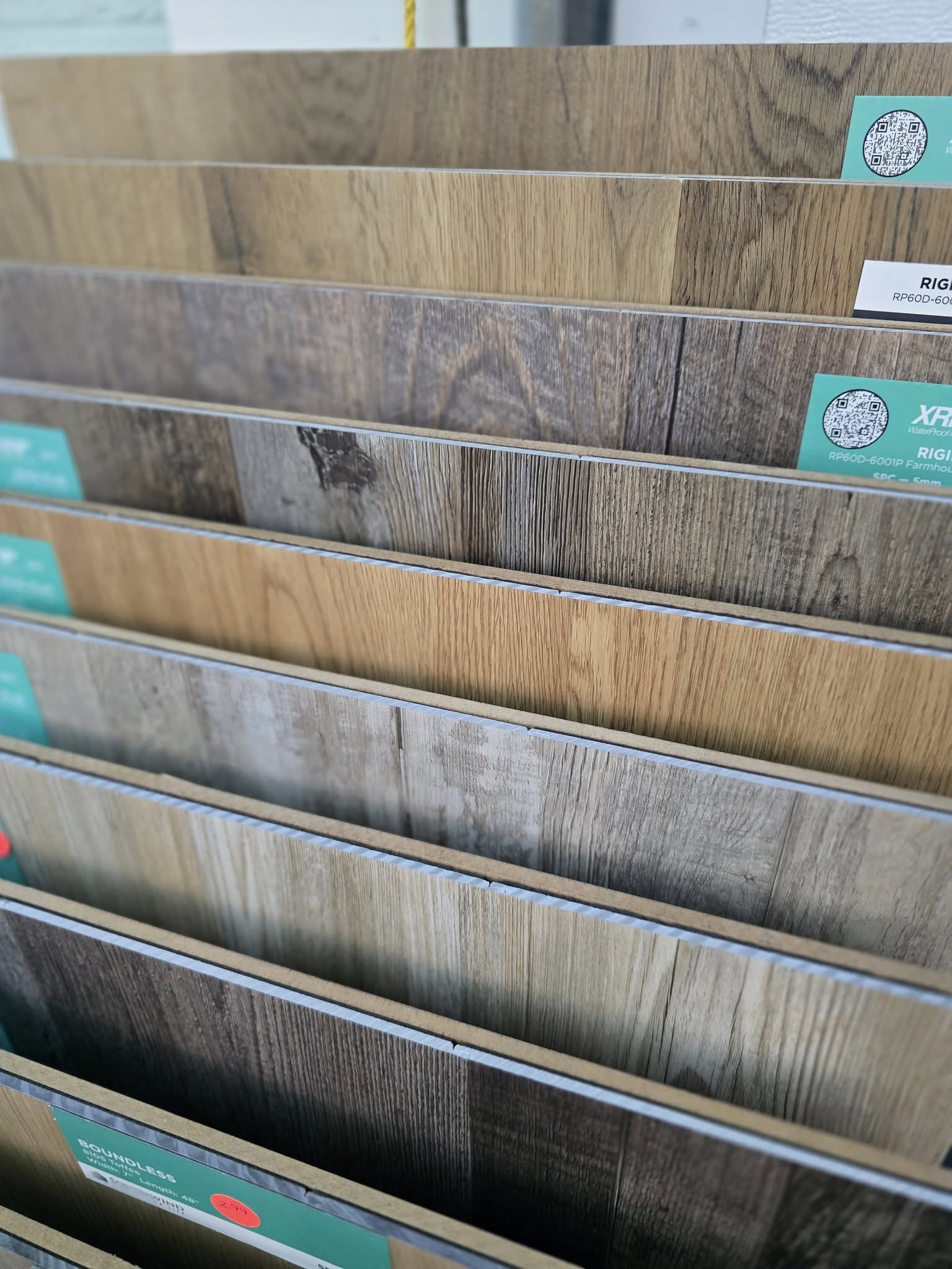 Luxury vinyl flooring sample display in The Floor Store showroom