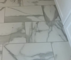 Marble-look tile flooring